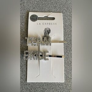 NEW - ‘TEAM BRIDE’ HAIR PINS Silver Rhinestone Hair Clips